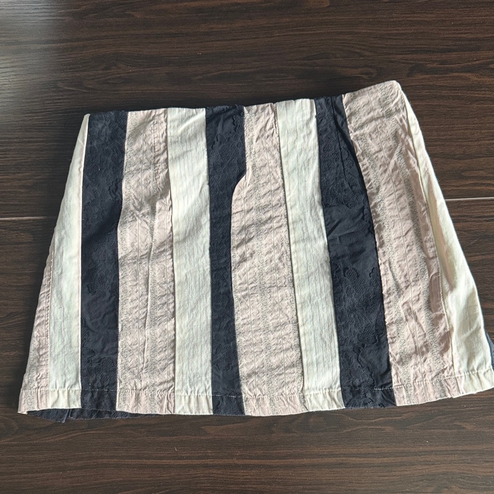 Custo Barcelona Striped Mini Skirt in black ,Cream & Blush
